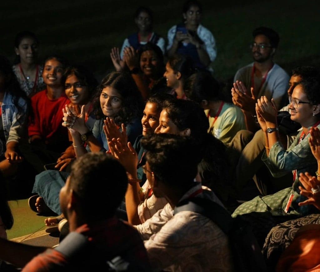 Students cheering during a session