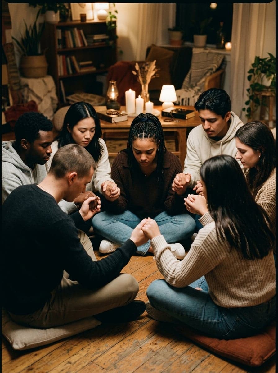 Students praying together