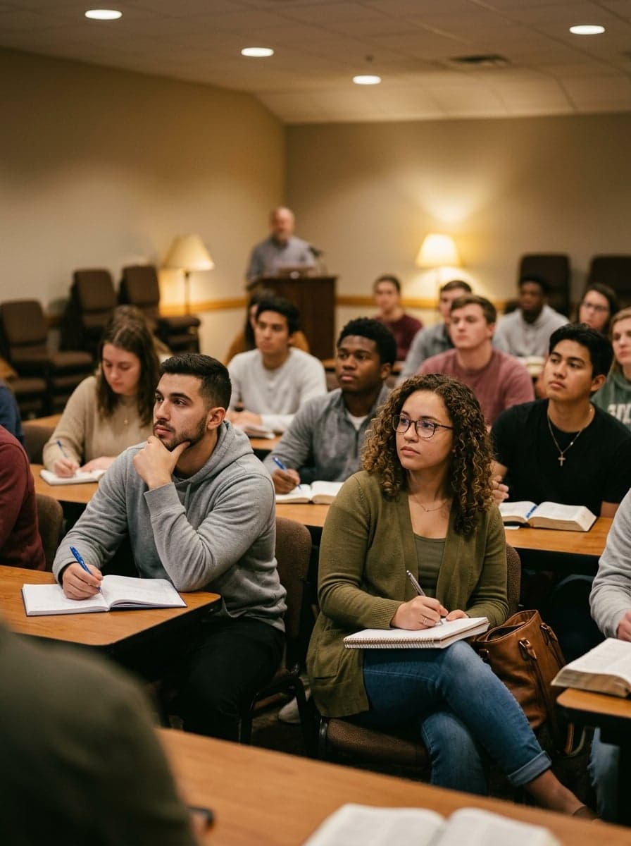 Speaker addressing students in a hall